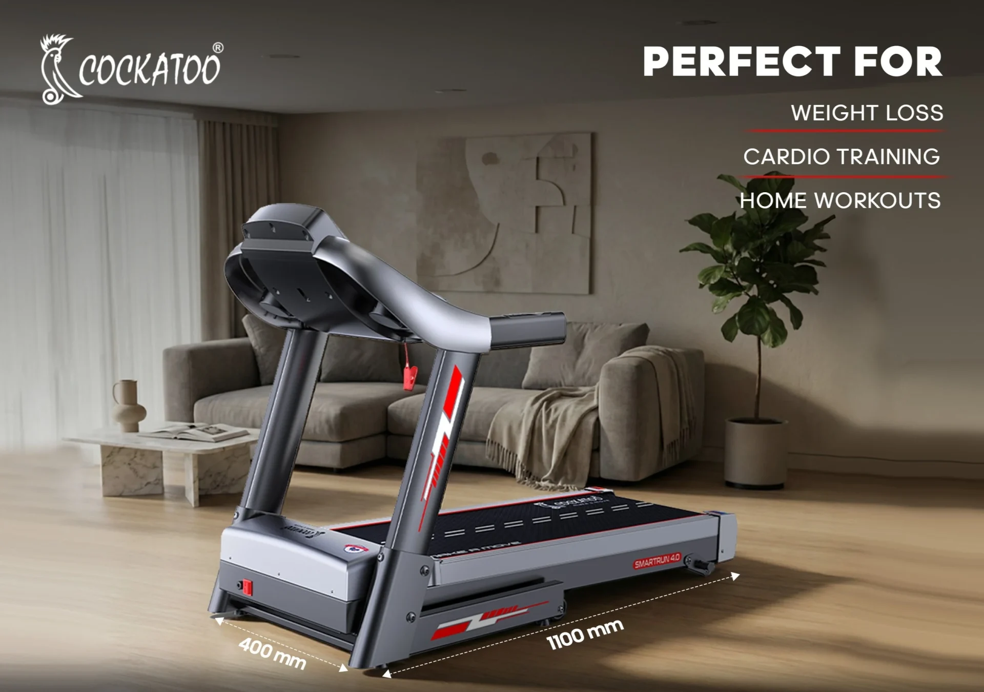 Amazon listing image for Cockatoo SmartRun 4.0 folding treadmill - Creative Ideas