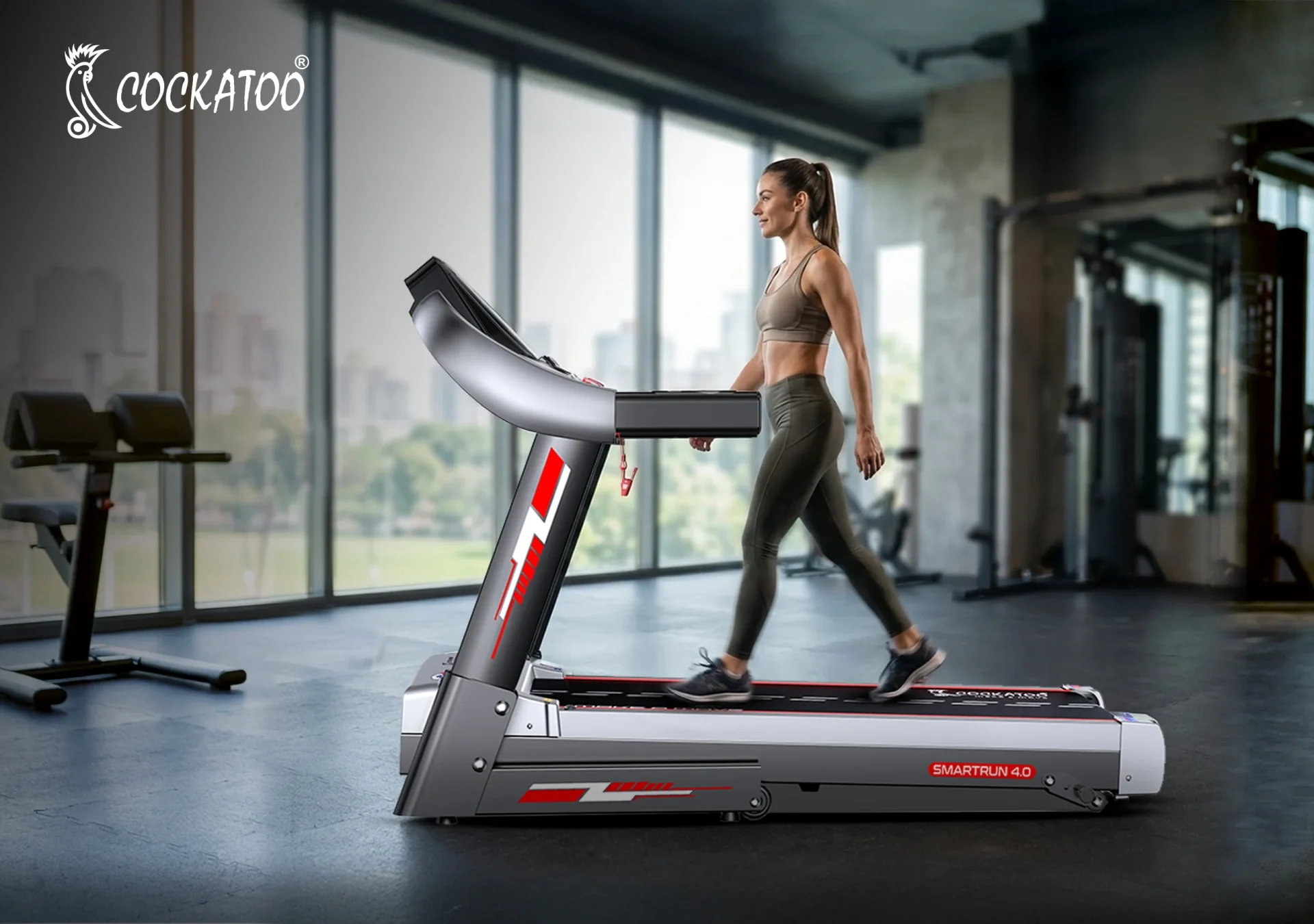 Amazon listing image for Cockatoo SmartRun 4.0 treadmill in gym - Creative Ideas