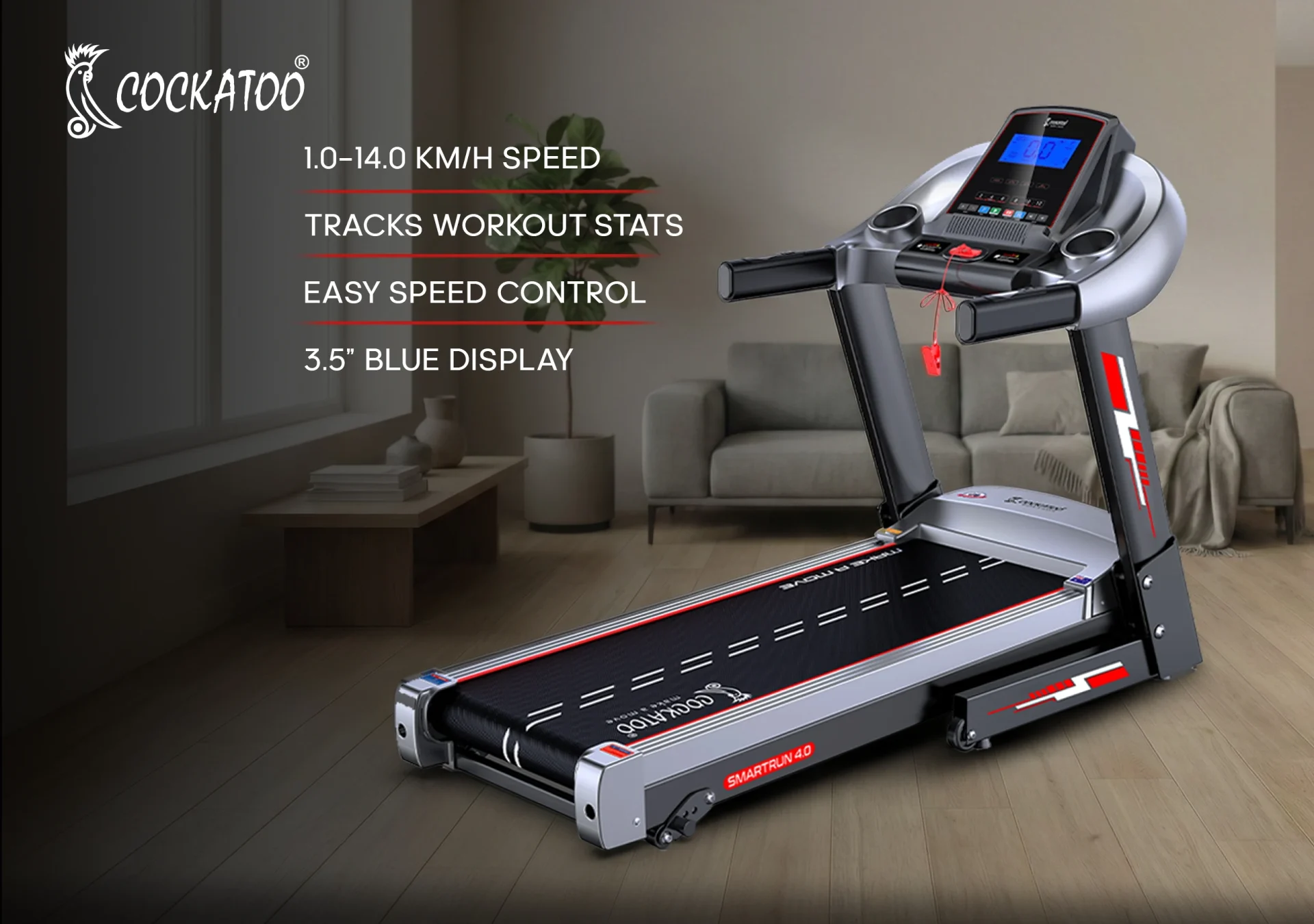 Amazon listing specifications image for Cockatoo SmartRun 4.0 treadmill - Creative Ideas