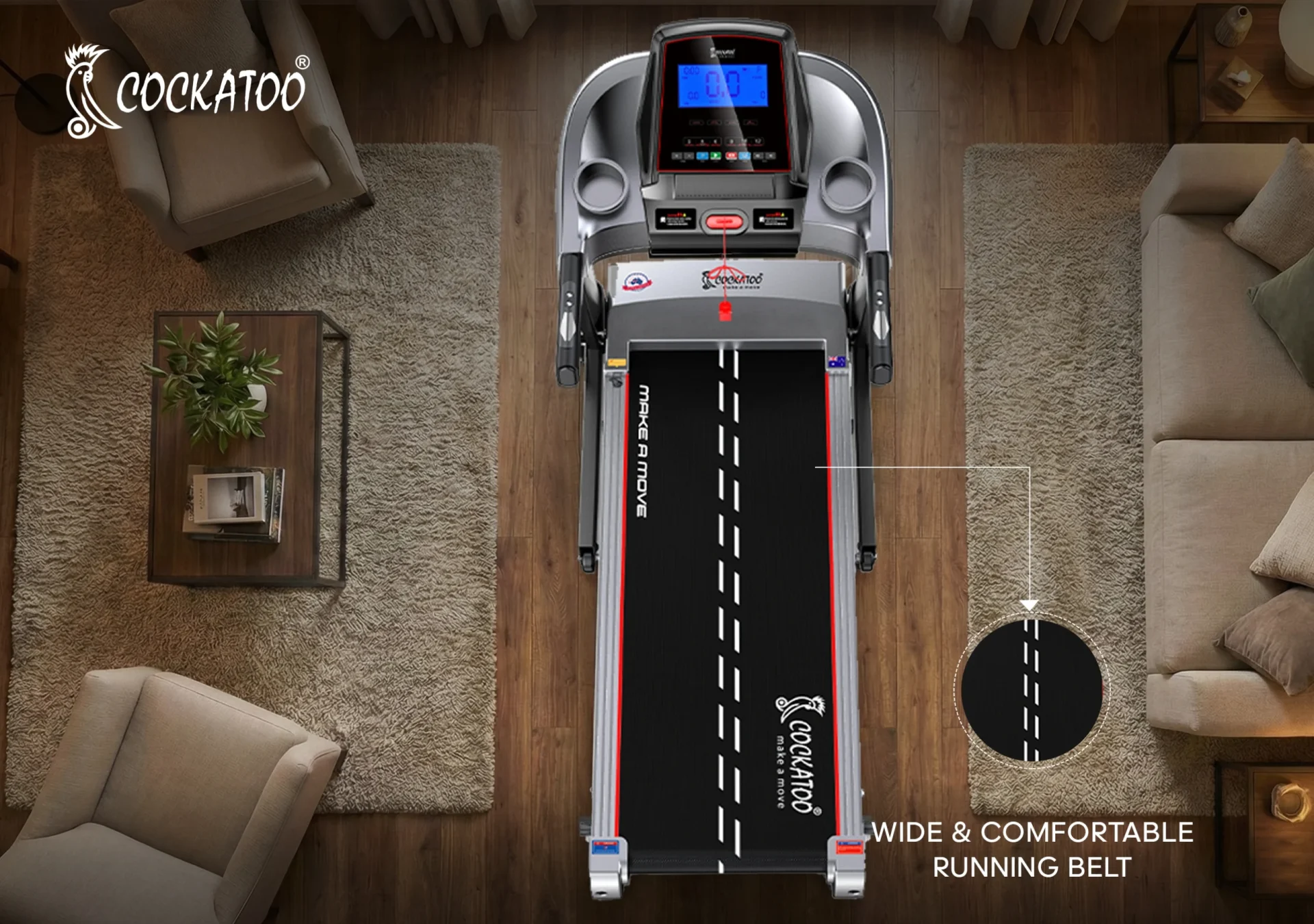Amazon listing top view for Cockatoo SmartRun 4.0 treadmill - Creative Ideas