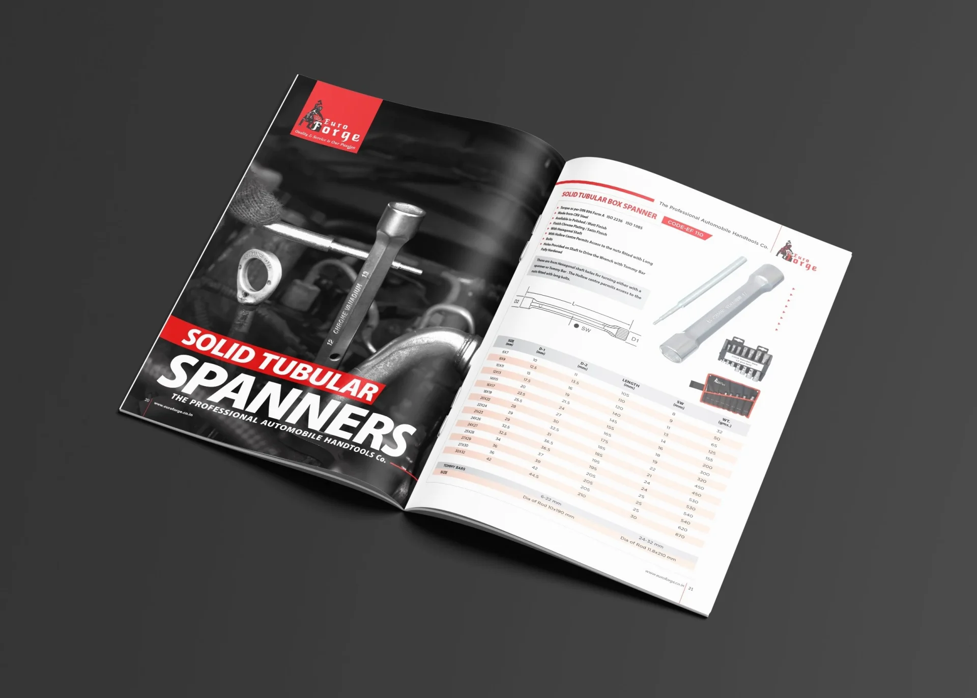 Catalogue design for Euro Forge solid tubular spanners automobile hand tools - Creative Ideas