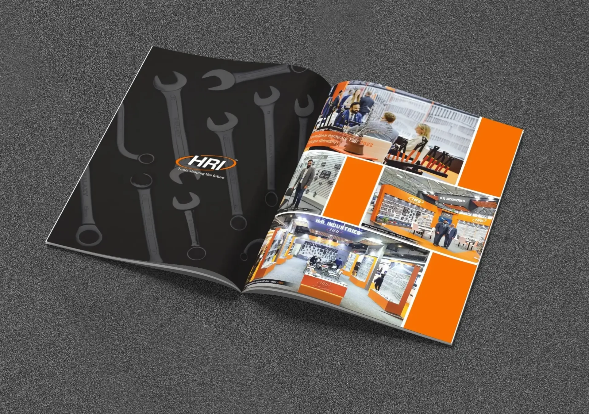Catalogue and brochure design for H.R. Industries shown at International Hardware - Creative Ideas