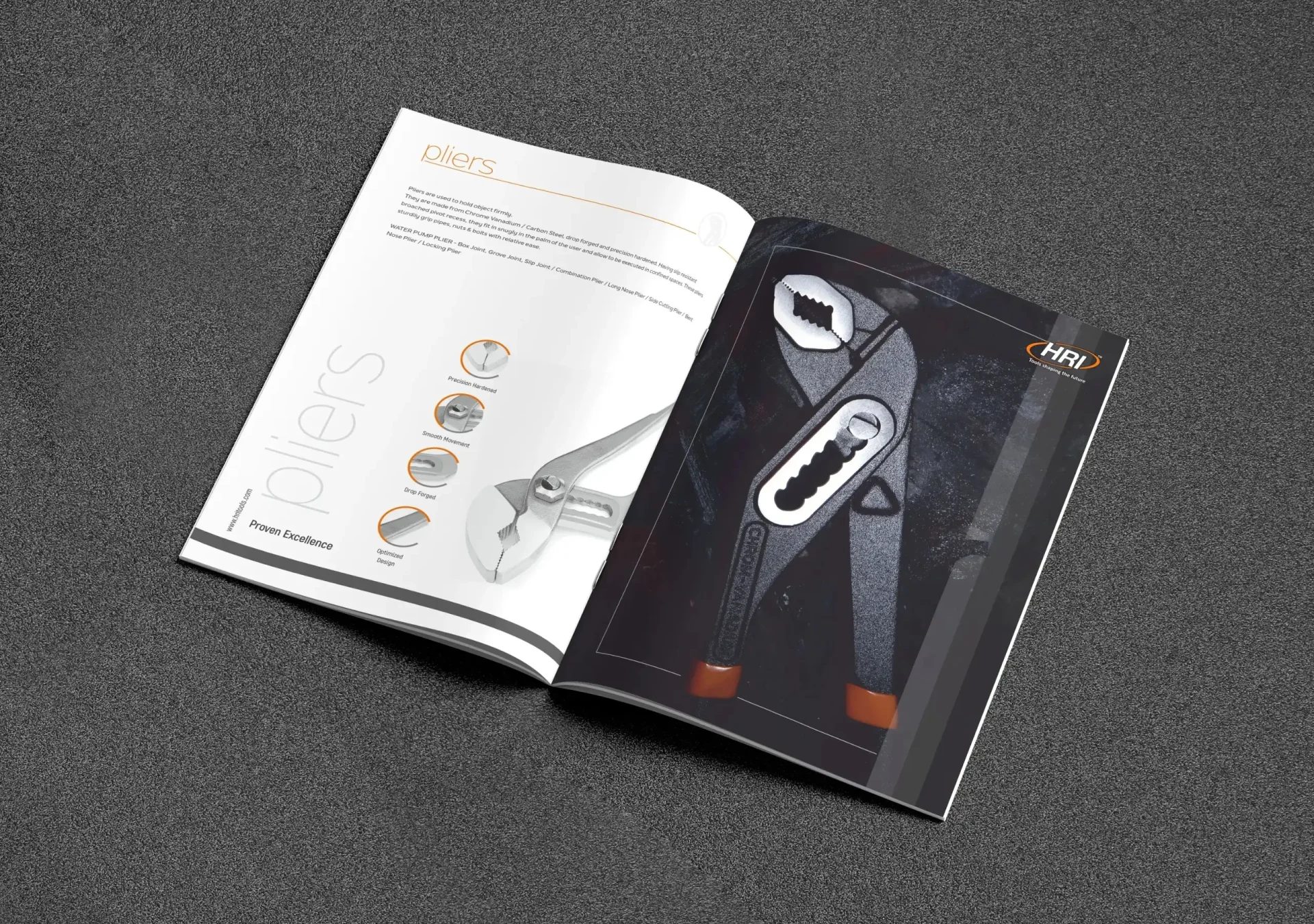 Catalogue design for HRI pliers and hand tools range for H.R. Industries - Creative Ideas