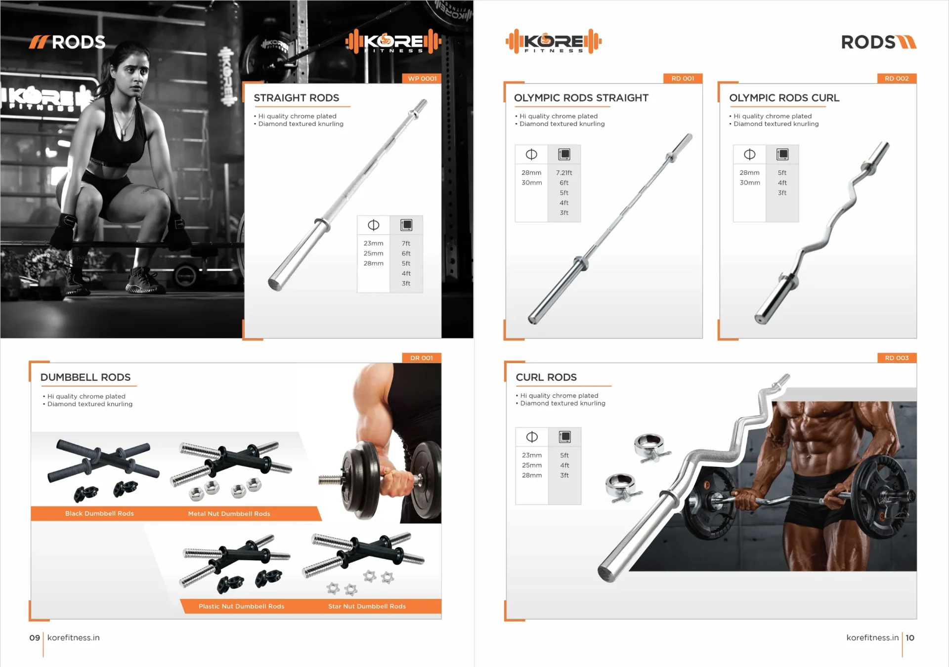 Catalogue design for Kore Fitness rods and gym equipment range - Creative Ideas