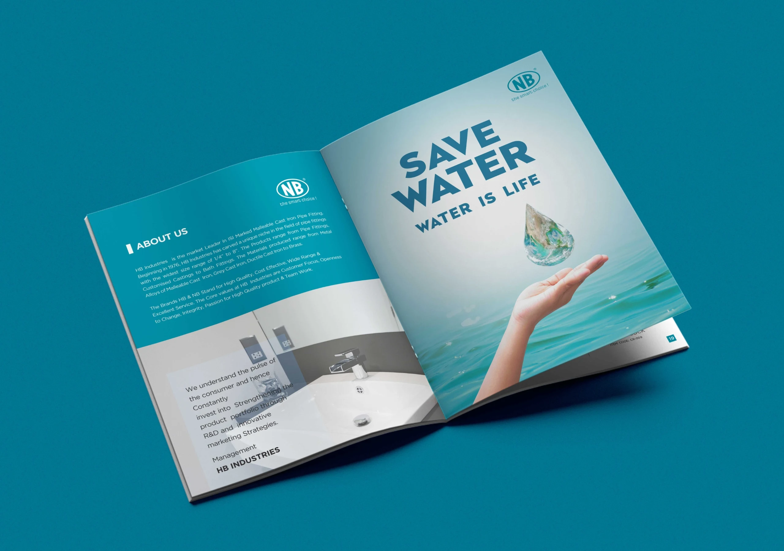 Catalogue inner page design for NB Industries pipe fittings and bath fittings - Creative Ideas