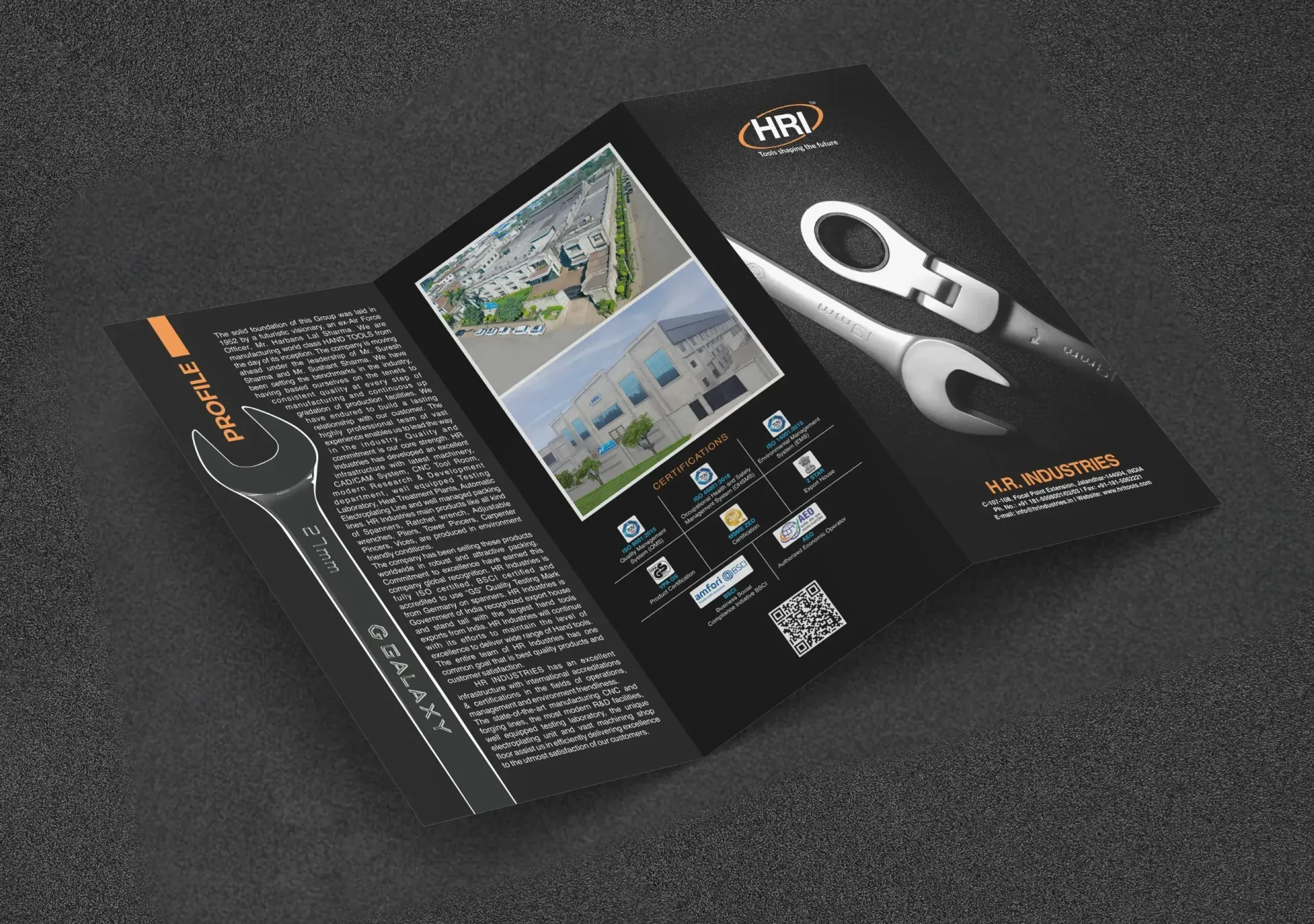Company profile and brochure design for H.R. Industries hand tools - Creative Ideas