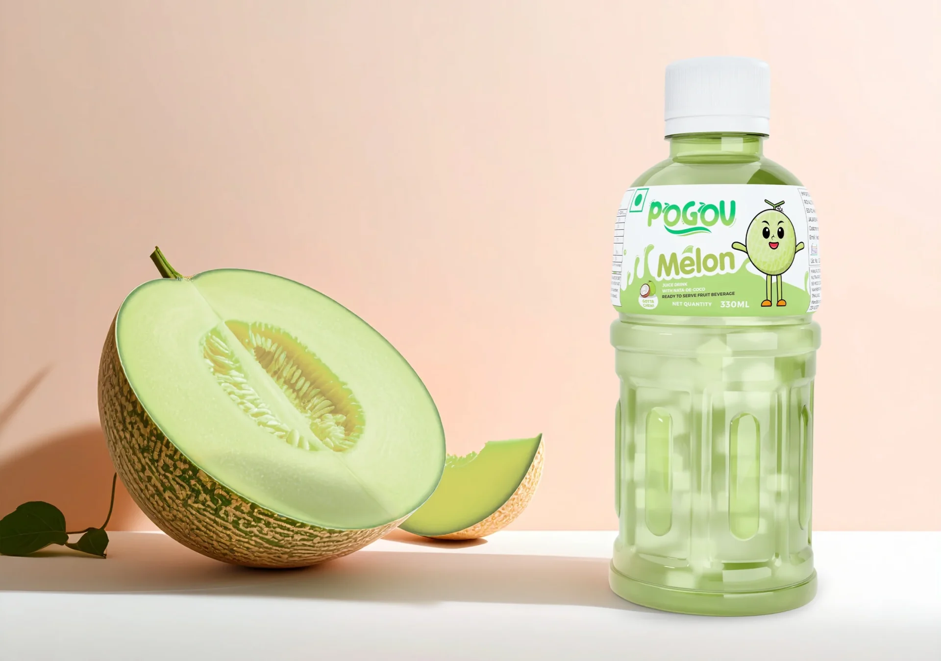 Label design for Pogou melon flavour juice drink - Creative Ideas