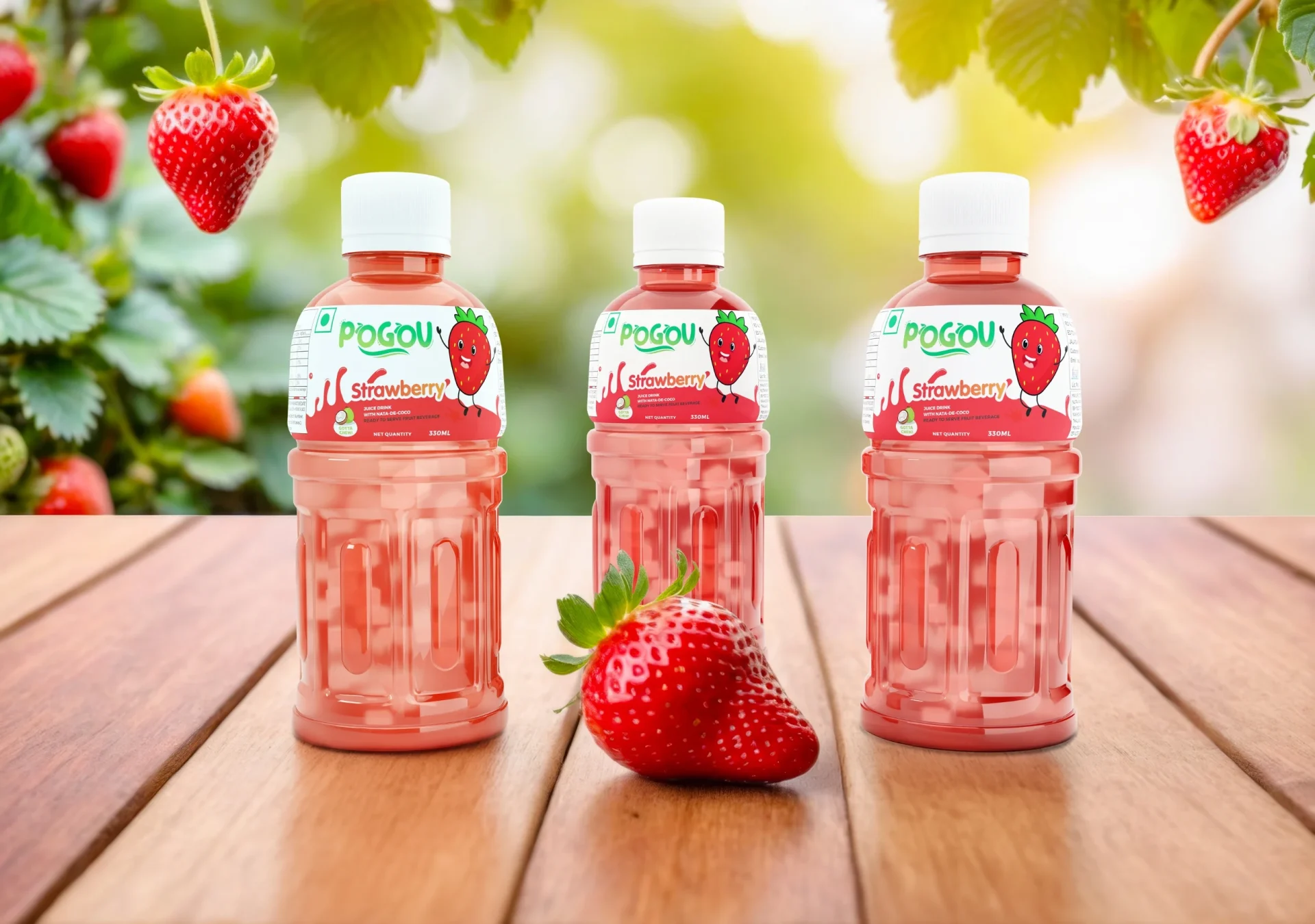 Label design for Pogou strawberry juice drink - Creative Ideas