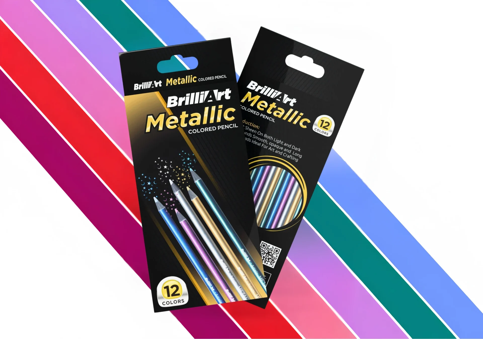 Packaging design for BrilliArt Metallic colored pencil 12 colors - Creative Ideas