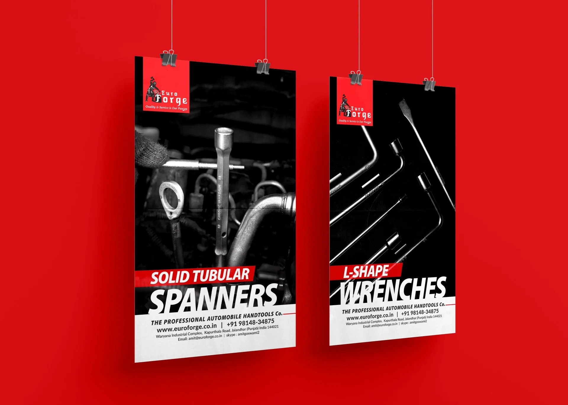 Product poster design for Euro Forge solid tubular spanners - Creative Ideas