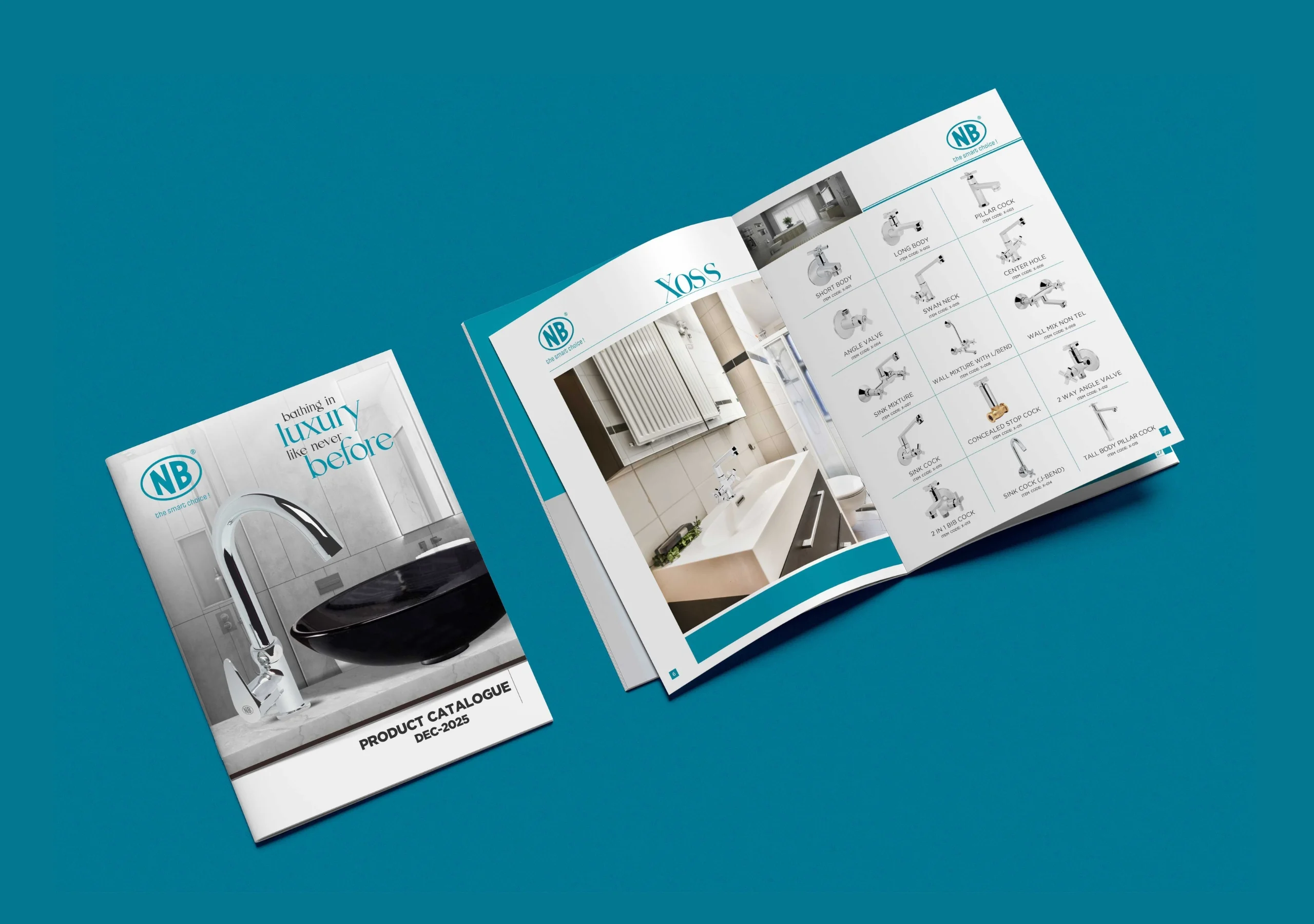 Product catalogue cover and inner page design for NB Industries bathroom fittings range - Creative Ideas
