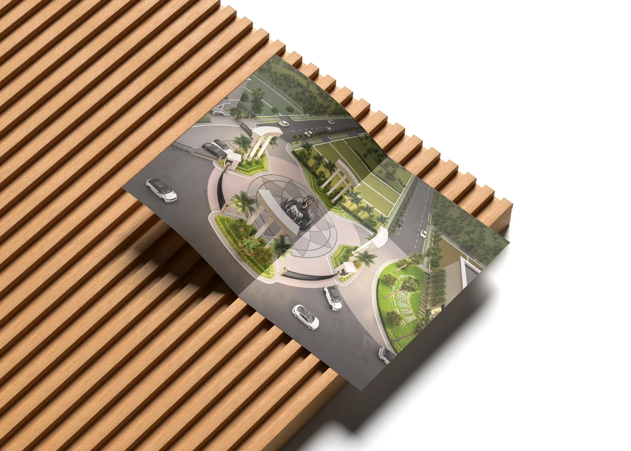 Township aerial layout page in brochure design for Mexmon Palm City - Creative Ideas